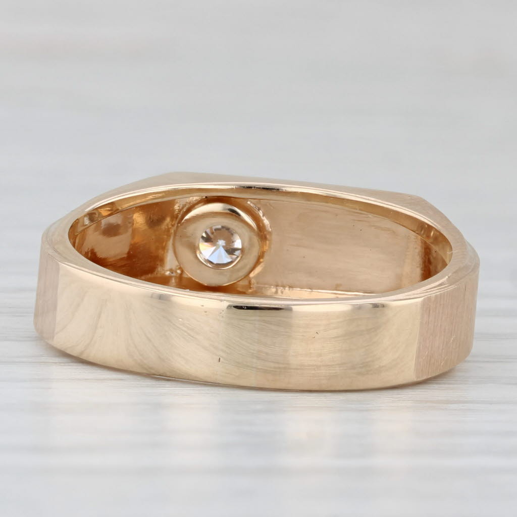 Light Gray 0.20ct Diamond Solitaire Men's Ring 14k Yellow Gold Size 11.5 Band Wedding