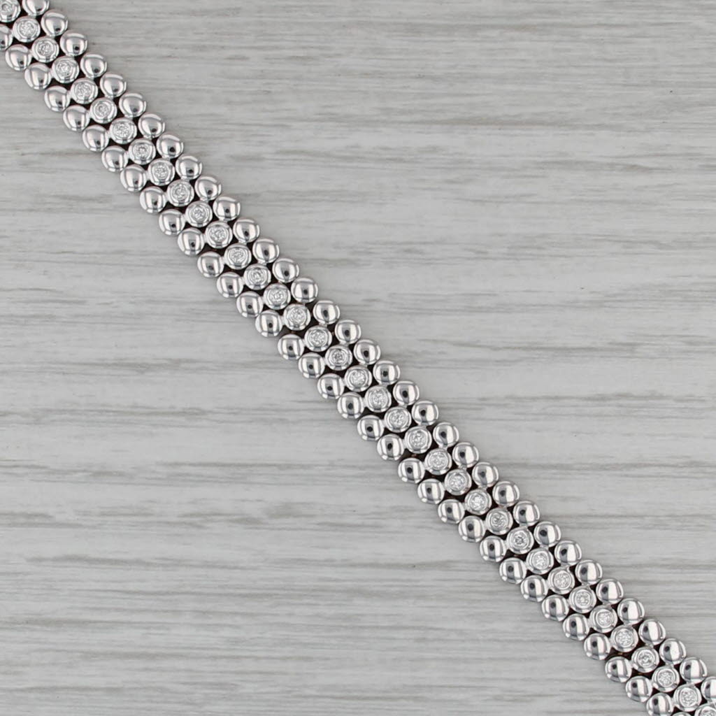 1.10ctw Diamond Dots Bracelet 18k White Gold 7.5" 9mm