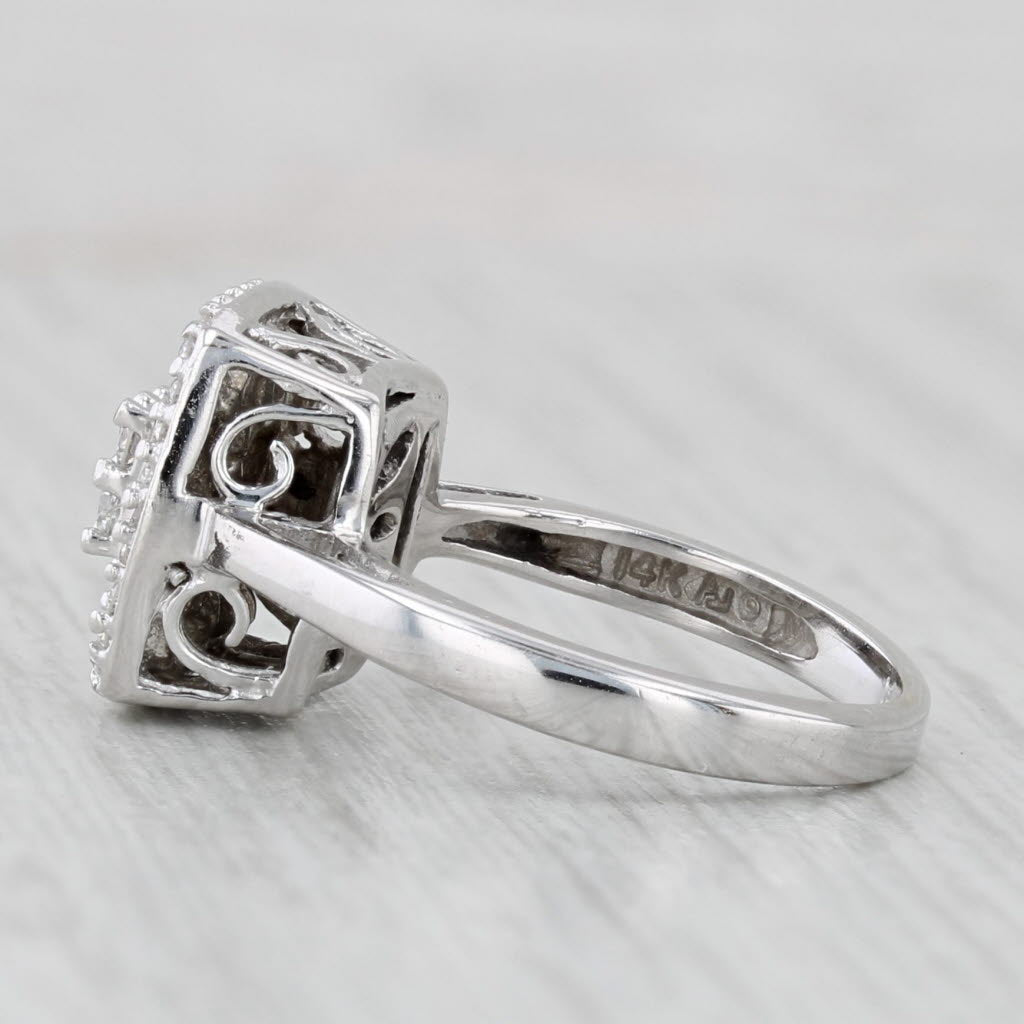 Light Gray 0.32tw Diamond Halo Engagement Ring 14k White Gold Size 3.75