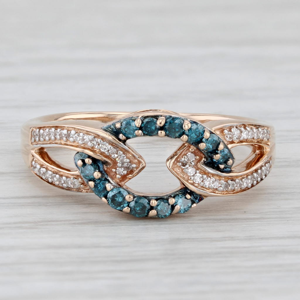 Light Gray 0.26ctw Blue White Diamond Knot Ring 10k Rose Gold Size 6.75