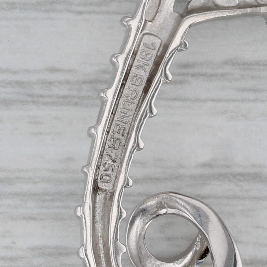 Dark Gray 0.36ctw Blue White Diamond Seahorse Pendant 18k White Gold Nautical Statement