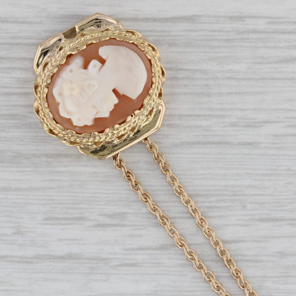 Gray Vintage Carved Shell Cameo Clasp Slide Starter Charm Bracelet 14k Gold 7.5"