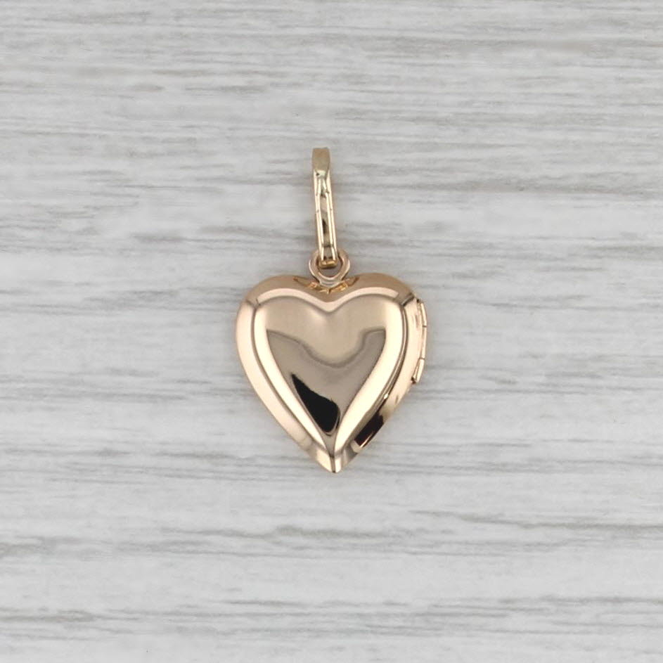 Vintage Heart Picture Locket Pendant 14k Yellow Gold Opens
