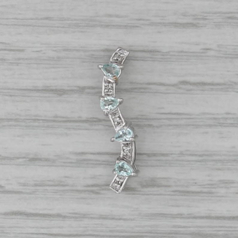 0.27ctw Diamond Green Tourmaline Journey Pendant 18k White Gold Floating Drop