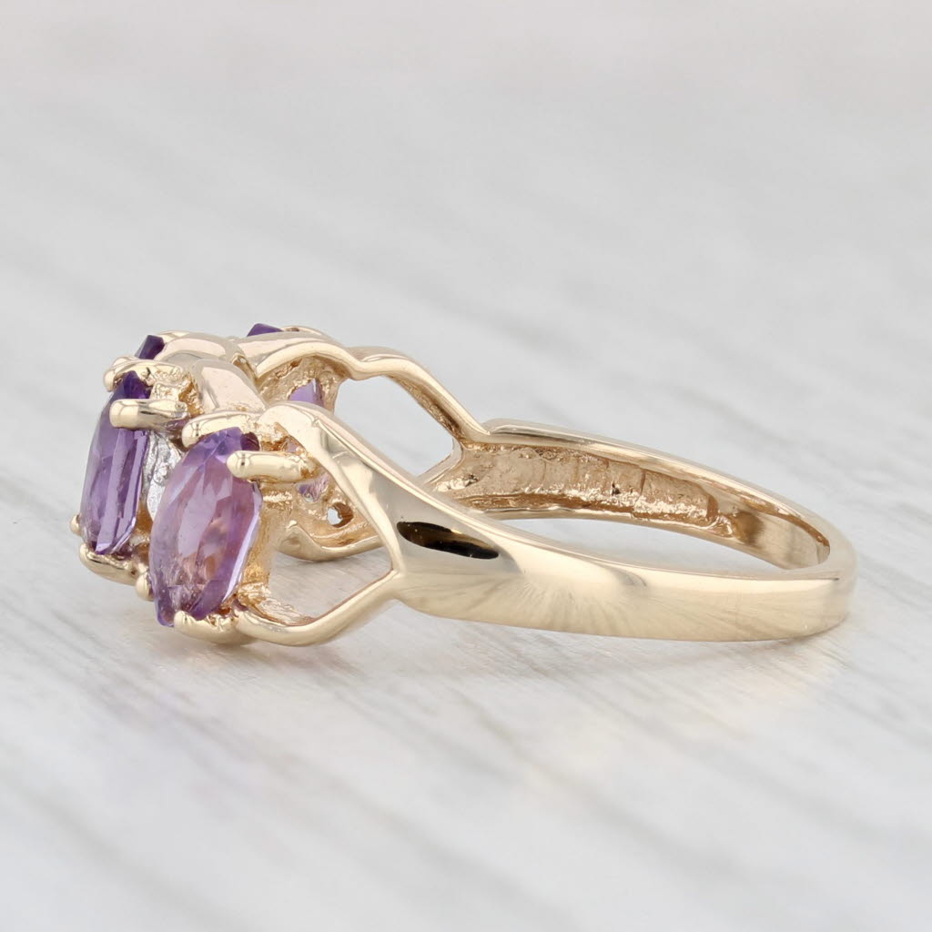 Light Gray 0.84ctw Amethyst Diamond Ring 10k Yellow Gold Size 6.75