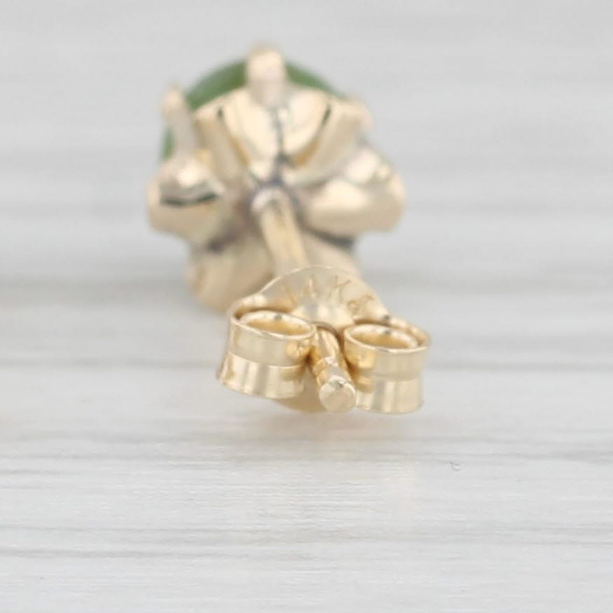 Light Gray Green Nephrite Jade Stud Earrings 14k Yellow Gold