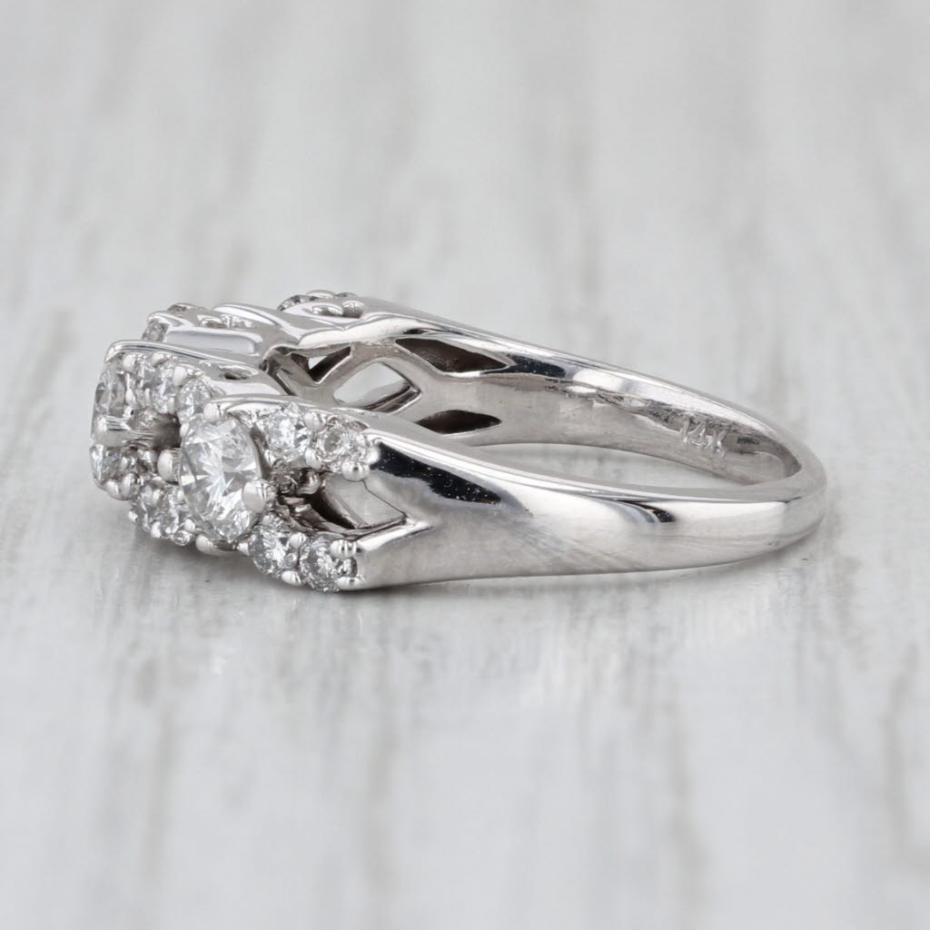 0.82ctw Diamond Link Rings Ring 14k White Gold Size 5 Stackable