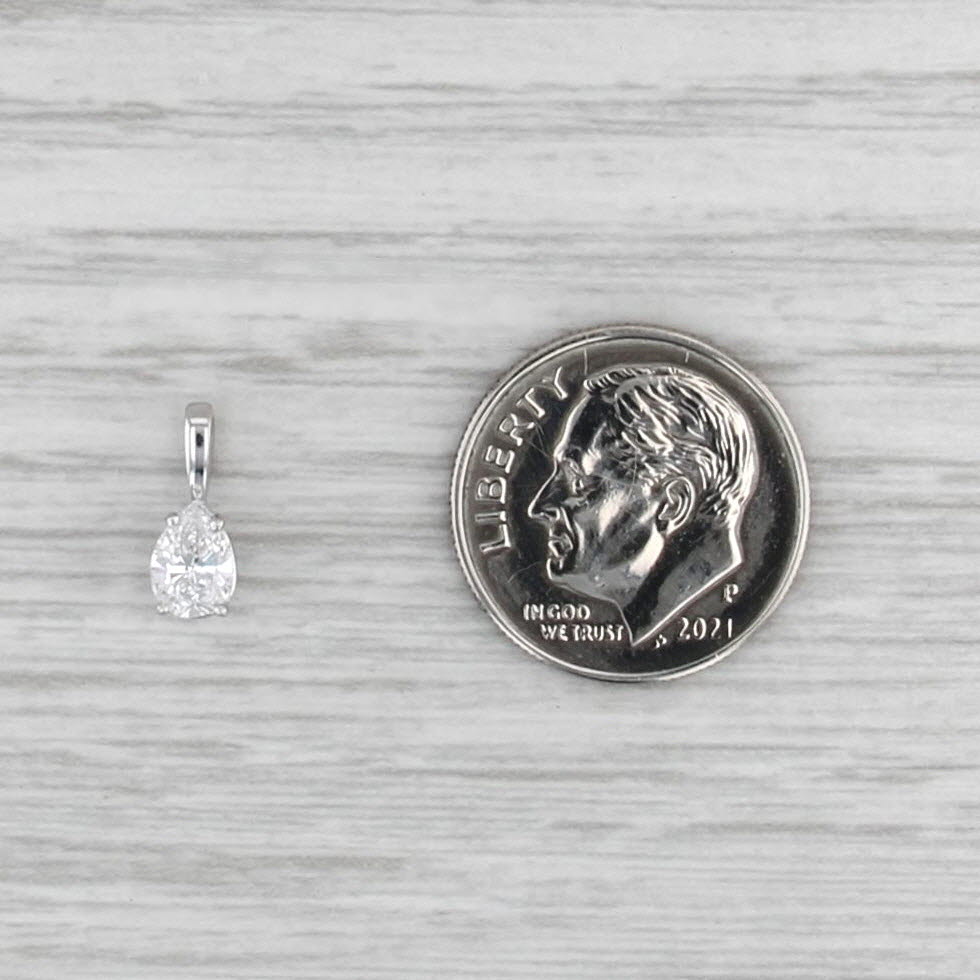 0.37ctw Pear Diamond Pendant 14k White Gold Small Teardrop Solitaire