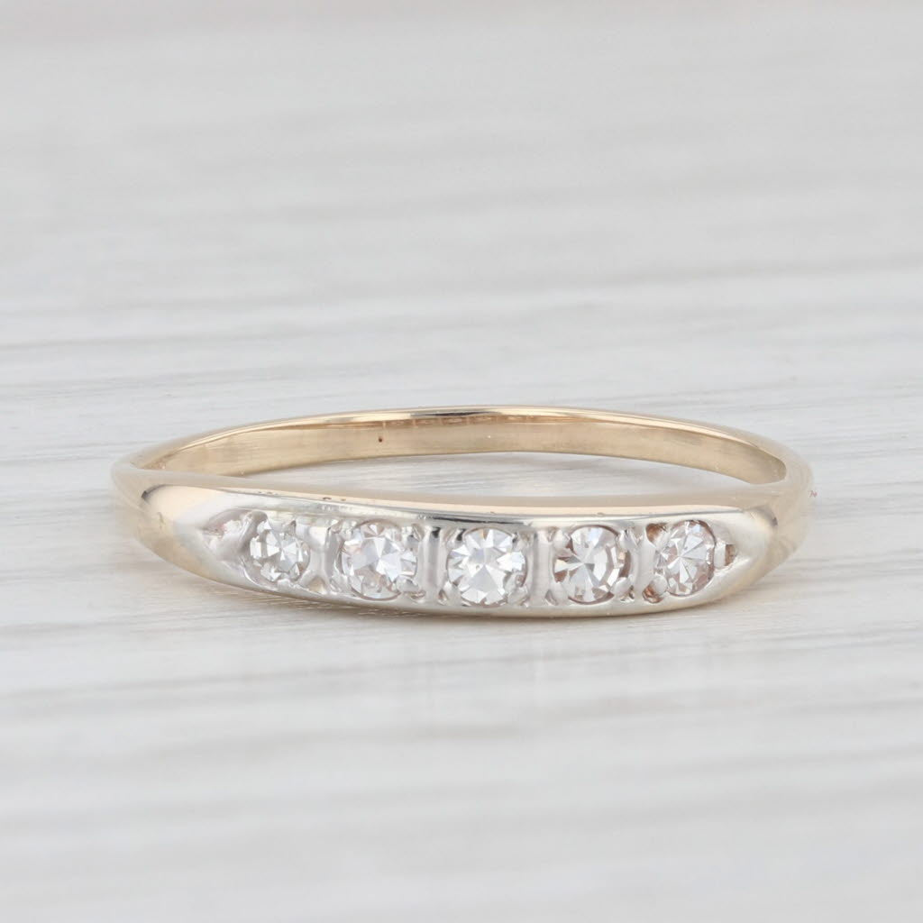 Light Gray Vintage 0.13ctw Diamond Wedding Band 14k Yellow Gold Size 5.5 Stackable Ring