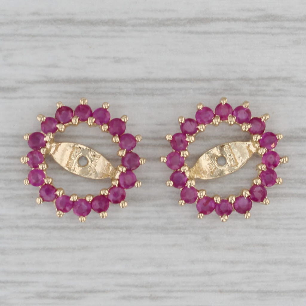 Gray 1ctw Ruby Halo Round Earring Enhancers Jackets for Stud Earrings 14k Yellow Gold