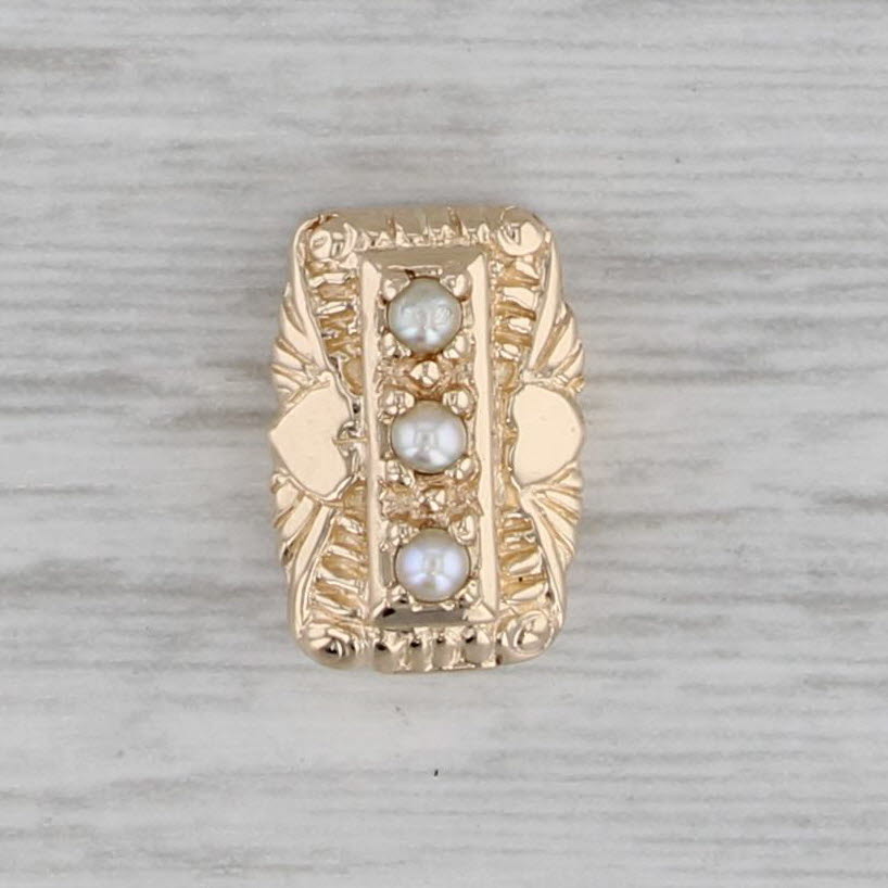 Gray Cultured Pearl Slide Bracelet Charm 14k Yellow Gold Vintage Richard Glatter