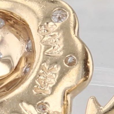 Diamond Rose Pendant 14k Yellow Gold Floral Charm