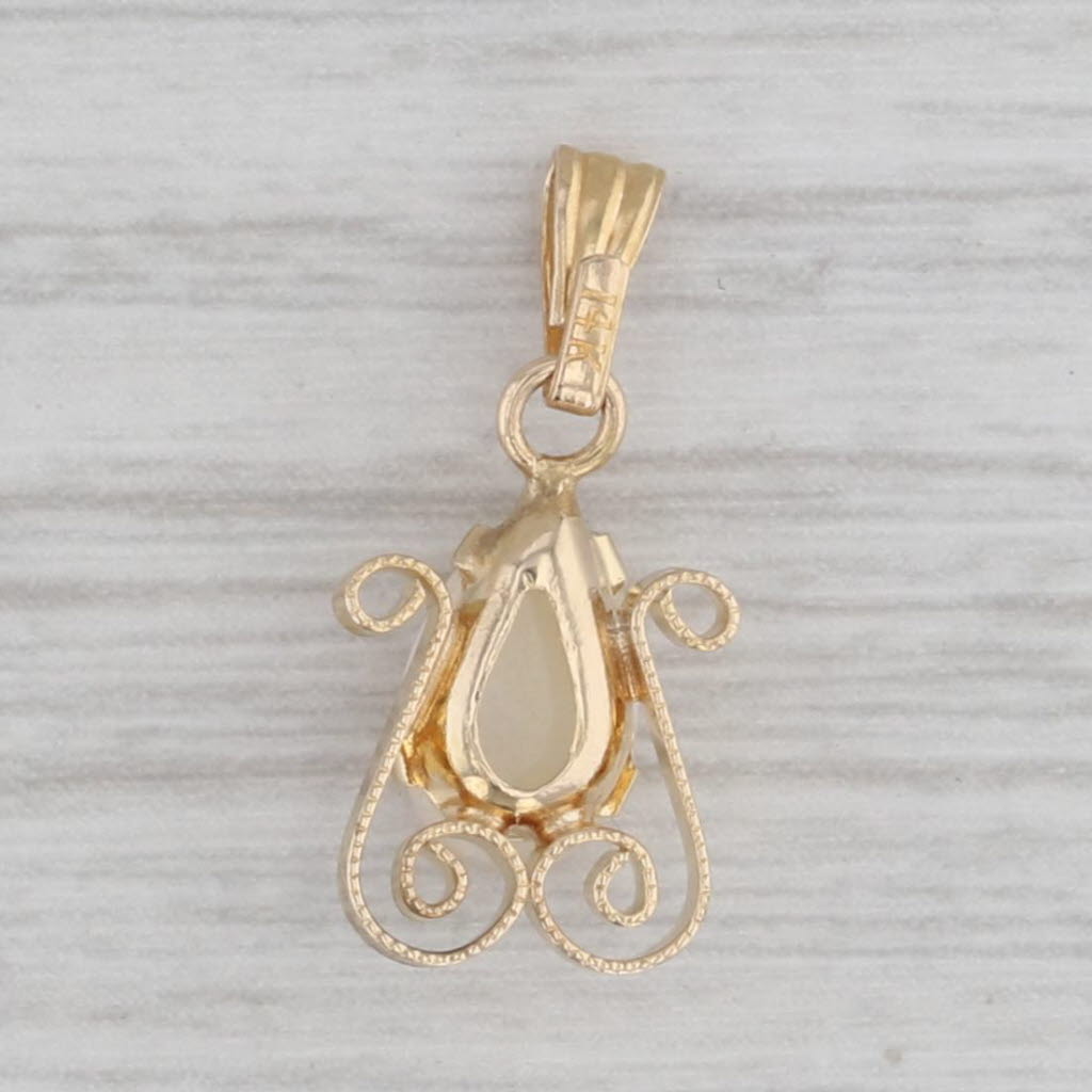 Gray Pear Opal Solitaire Pendant 14k Yellow Gold