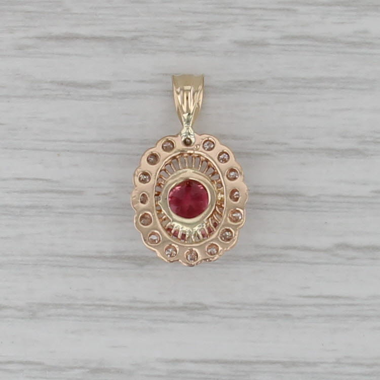 1.55ctw Pink Tourmaline Diamond Halo Pendant 14k Yellow Gold