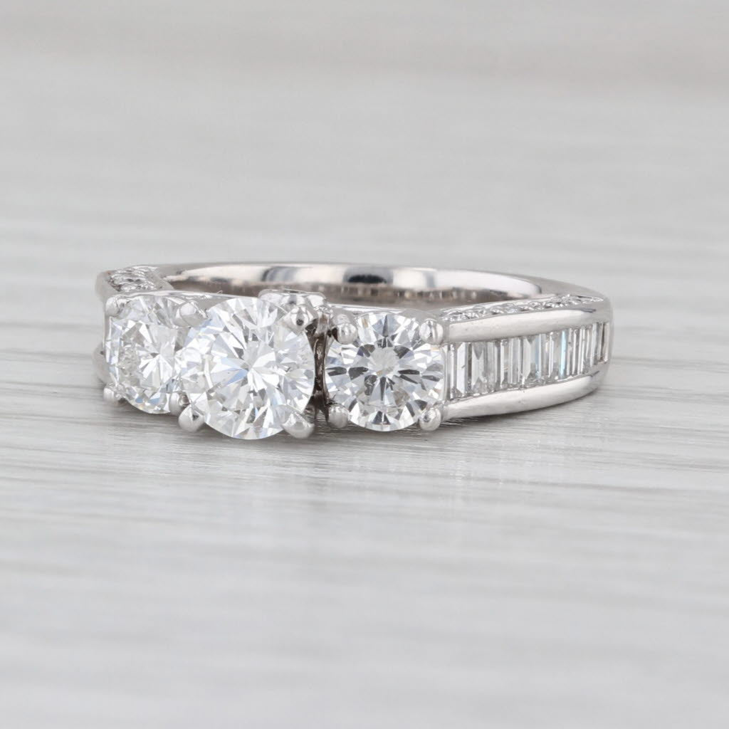 2.36ctw Round Brilliant 3-Stone Engagement 14k White Gold Size 5