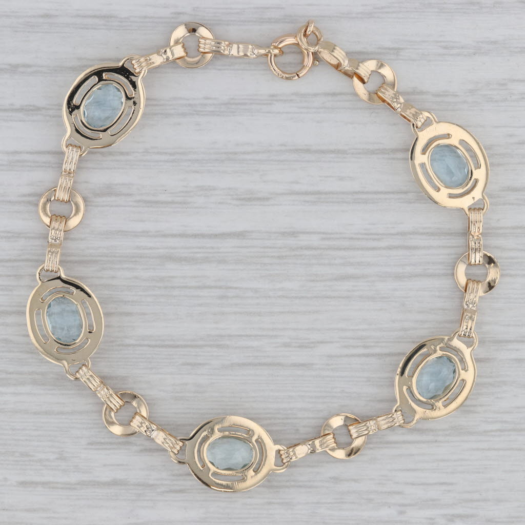 Gray 5.70ctw Aquamarine Bracelet 14k Yellow Gold 7.5"
