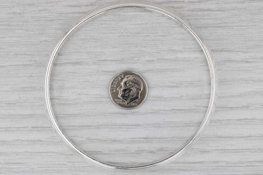 Gray Large Bangle Bracelet Sterling Silver Statement 8.75" 7.3mm