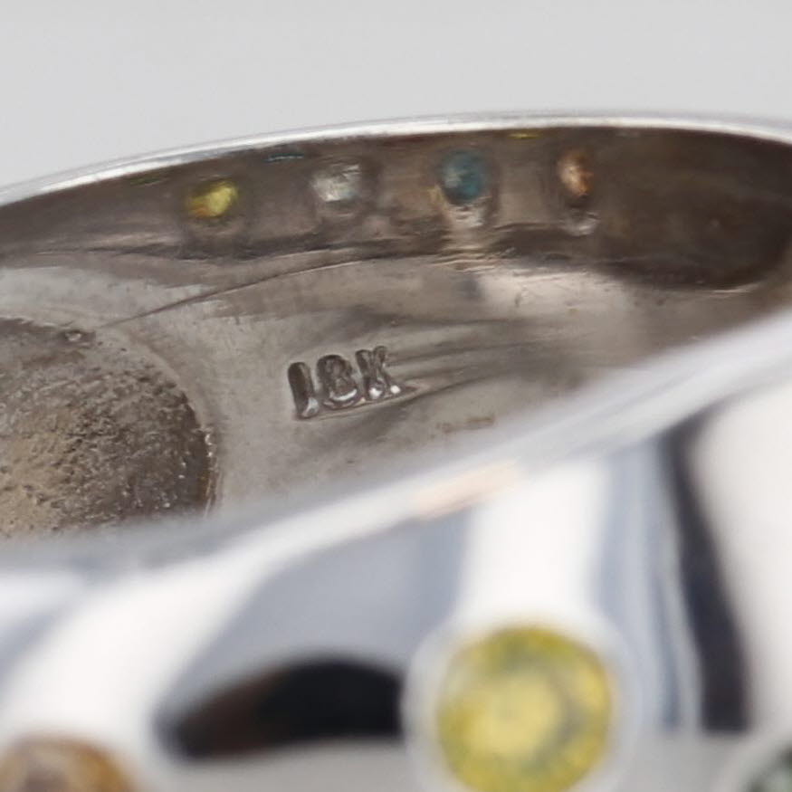 Gray 0.83ctw Colorful Diamond Dots Ring 18k White Gold Size 7 Cocktail