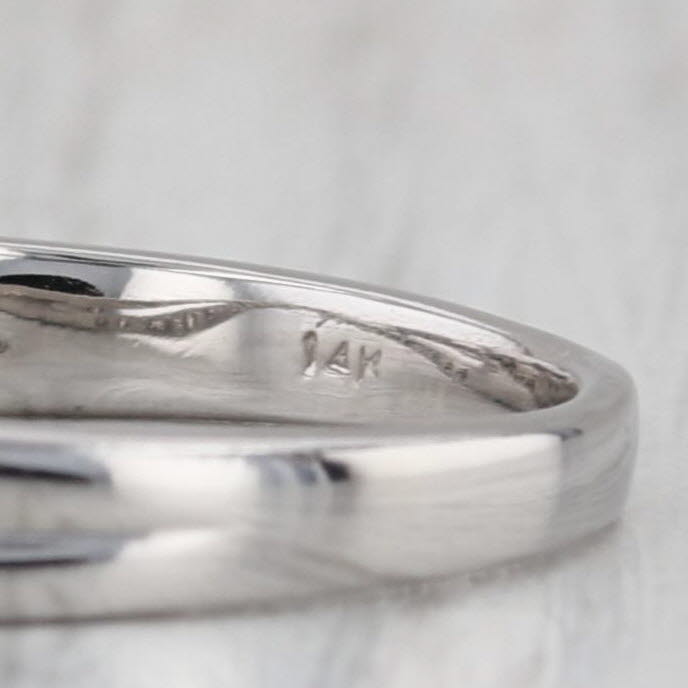 0.20ctw Contoured Diamond Ring 14k White Gold Stackable Wedding Band Size 6.75