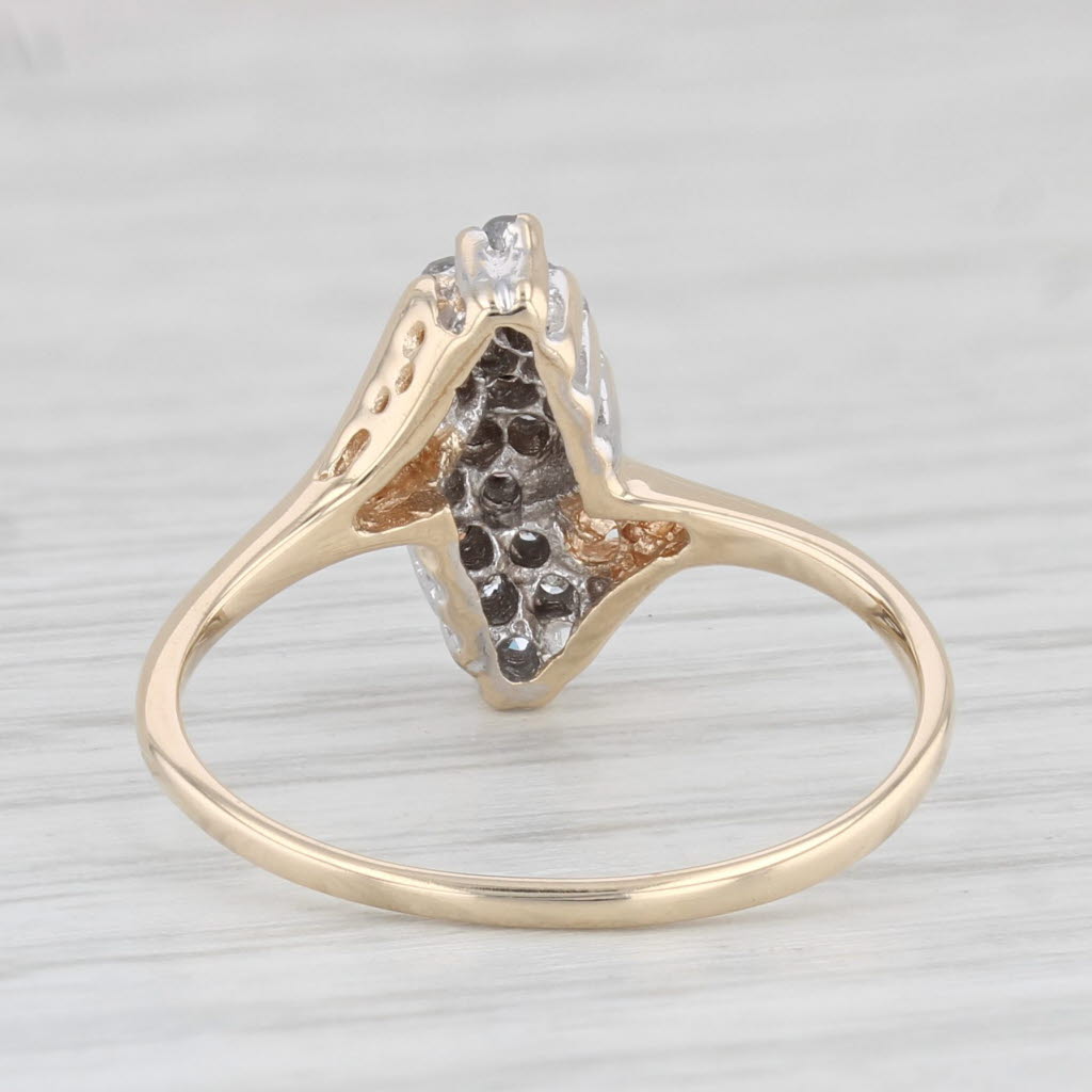 Light Gray 0.26ctw Diamond Cluster Ring 10k Yellow Gold Size 6.5 Bypass