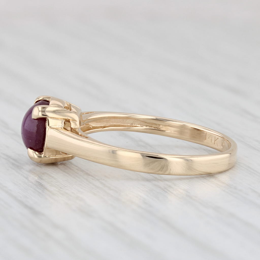 Light Gray Star Ruby Solitaire Ring 14k Yellow Gold Size 7.25