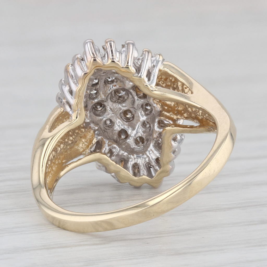 Light Gray 0.45ctw Diamond Cluster Ring 10k Yellow Gold Size 7