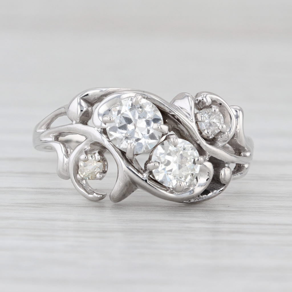 Vintage 0.86ctw Diamond Ring 14k White Gold Size 9 Anniversary