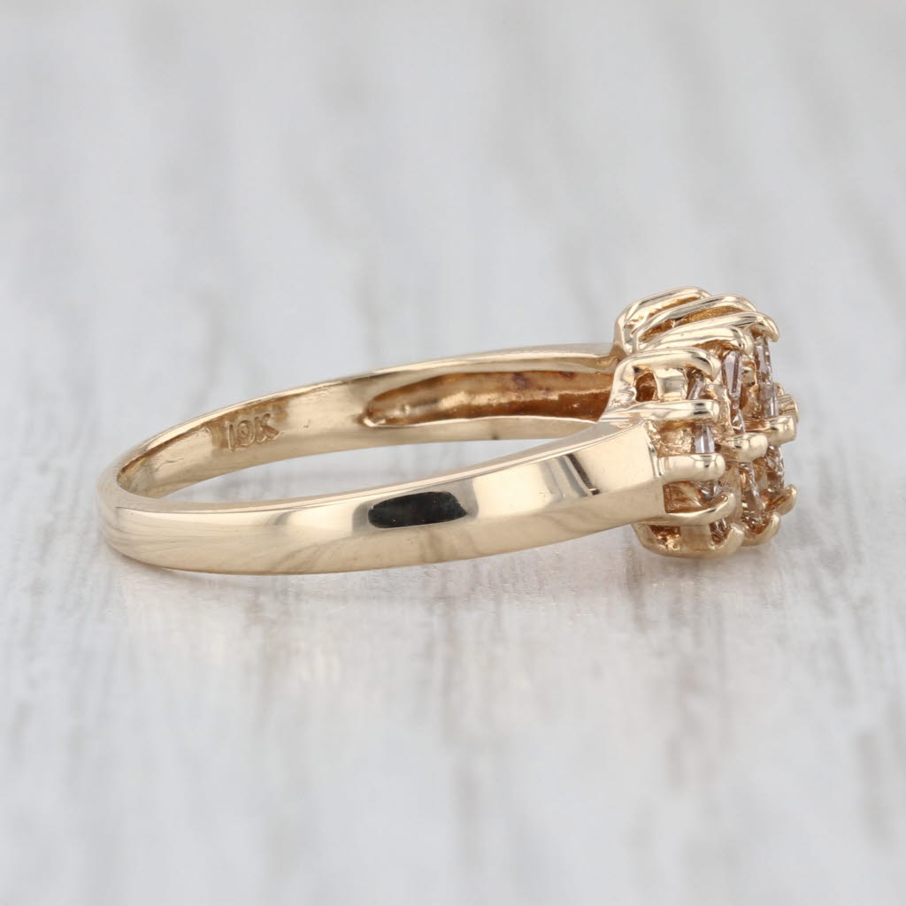 0.70ctw Champagne Diamond Cluster Ring 10k Yellow Gold Size 7