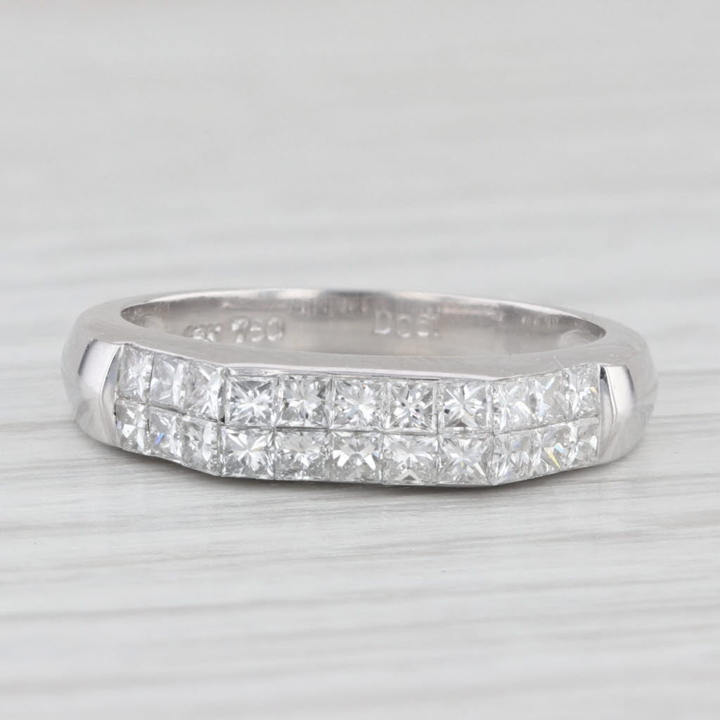 Light Gray 0.61ctw Princess Diamond Ring 18k White Gold Size 4.5 Stackable Wedding Band