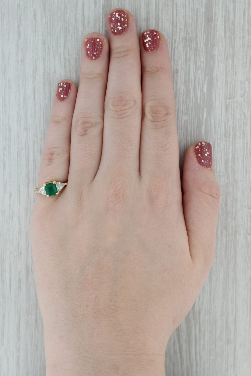 Dark Gray 2.30ctw Emerald Cut Emerald Diamond Ring 18k Yellow Gold Size 7.5 Engagement GIA