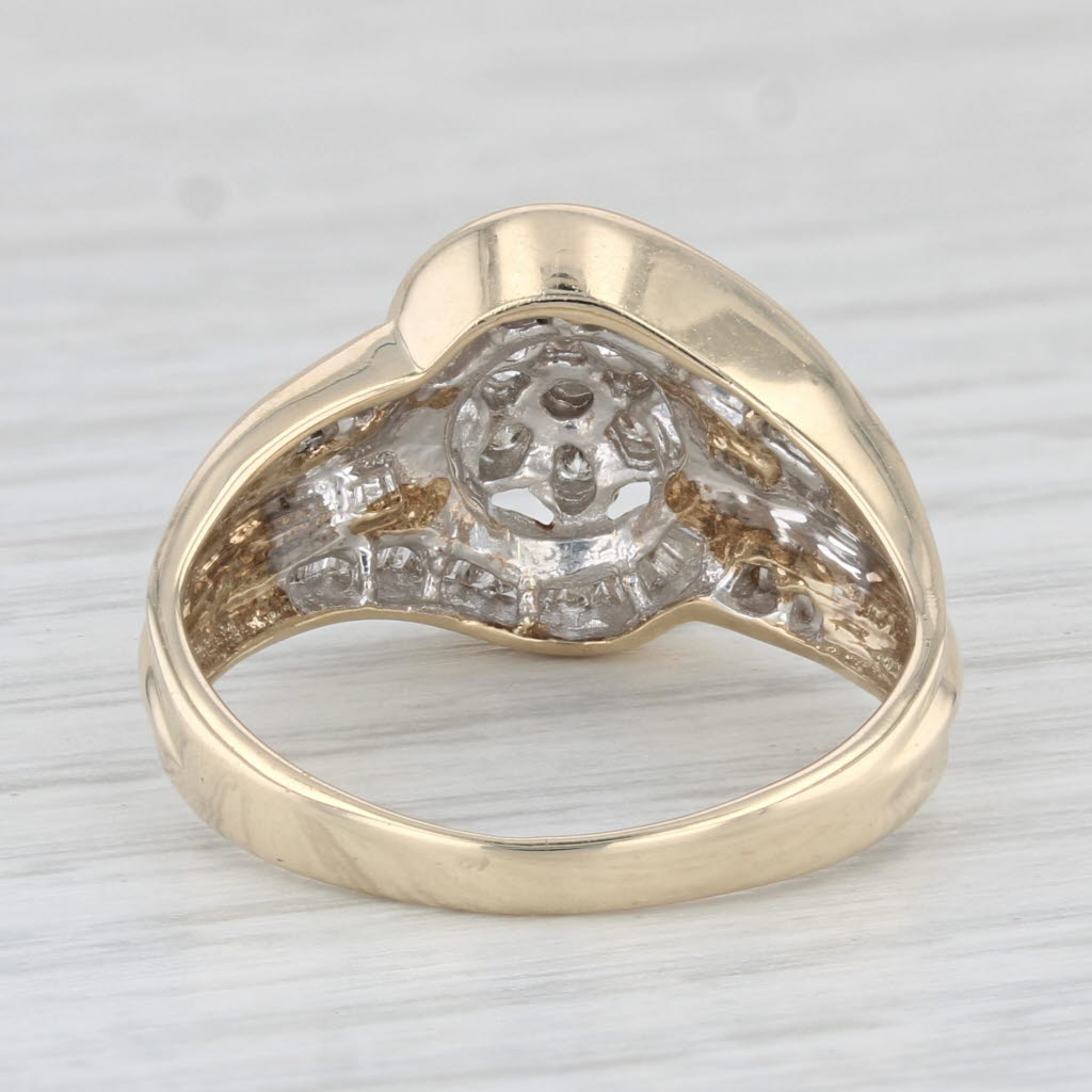 Light Gray 0.52ctw Diamond Flower Cluster Engagement Ring 10k Yellow Gold Size 7.5 Bridal