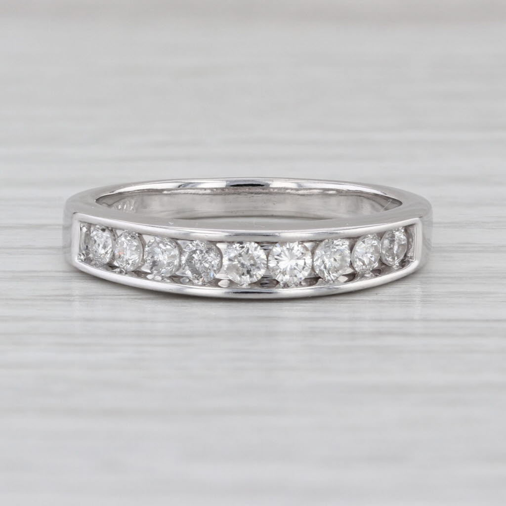 0.40ctw Diamond Wedding Band 14k White Gold Size 8.25 Stackable Anniversary