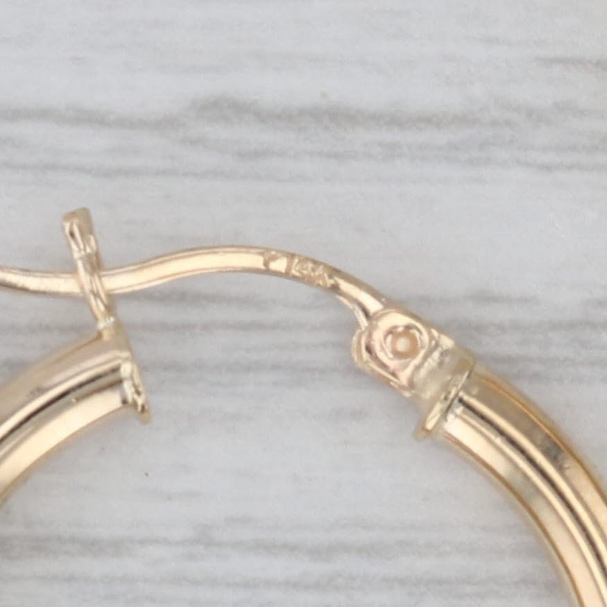 Gray Round Hoop Earrings 14k Yellow Gold Snap Top 25 x 3mm Hoops