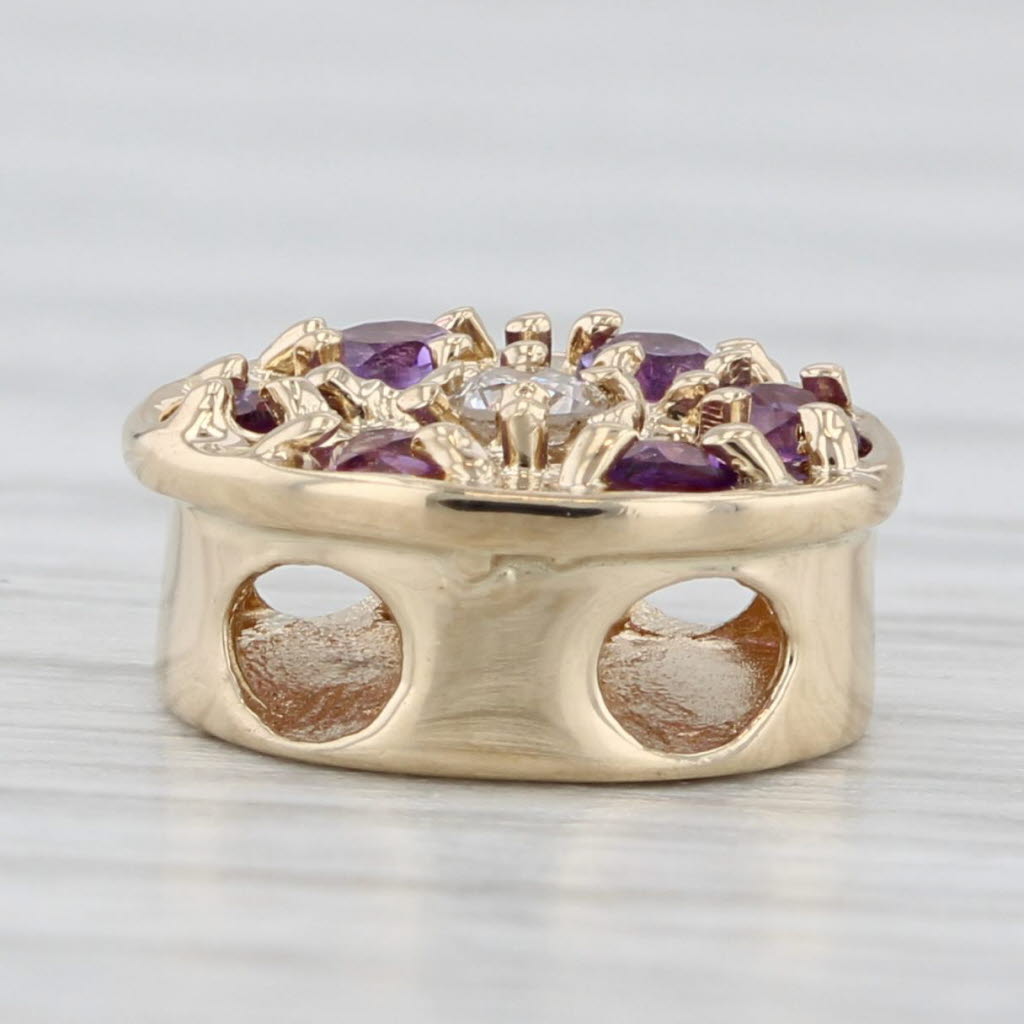 Light Gray 0.28ctw Amethyst Diamond Slide Bracelet Charm 14k Gold Vintage Richard Klein