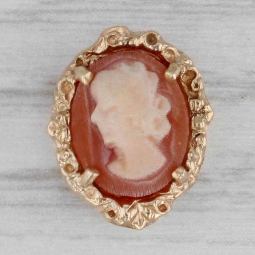 Gray Richard Glatter Carved Shell Cameo Slide Bracelet Charm 14k Yellow Gold Vintage