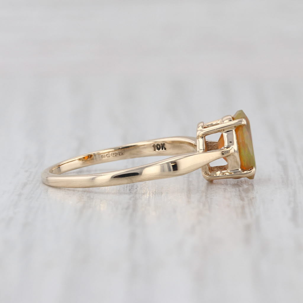 Yellow Opal Oval Solitaire Ring 10k Yellow Gold Size 7.25