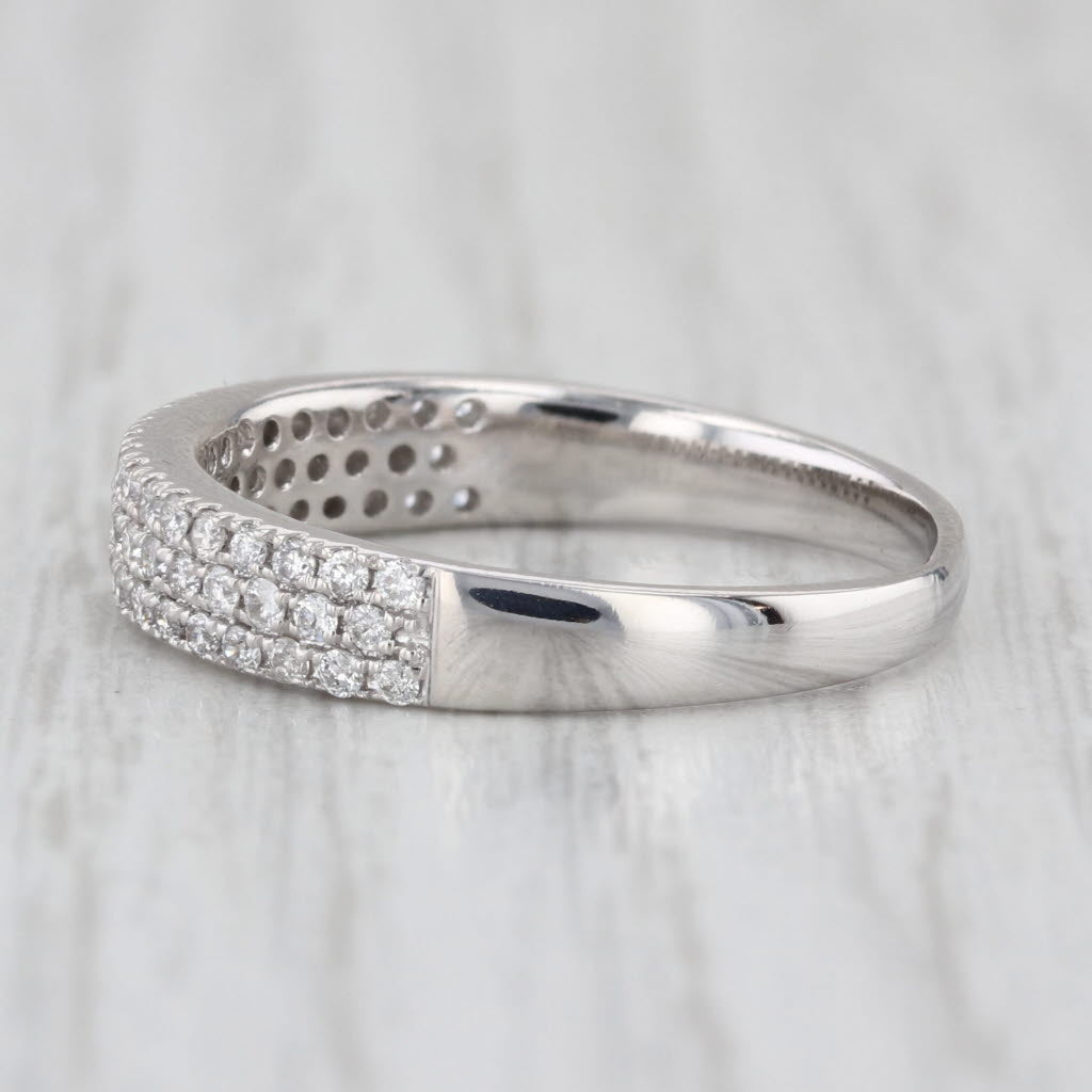 0.33ctw Pave Diamond Wedding Band 14k White Gold Sz 8 Stackable Annivesary Ring
