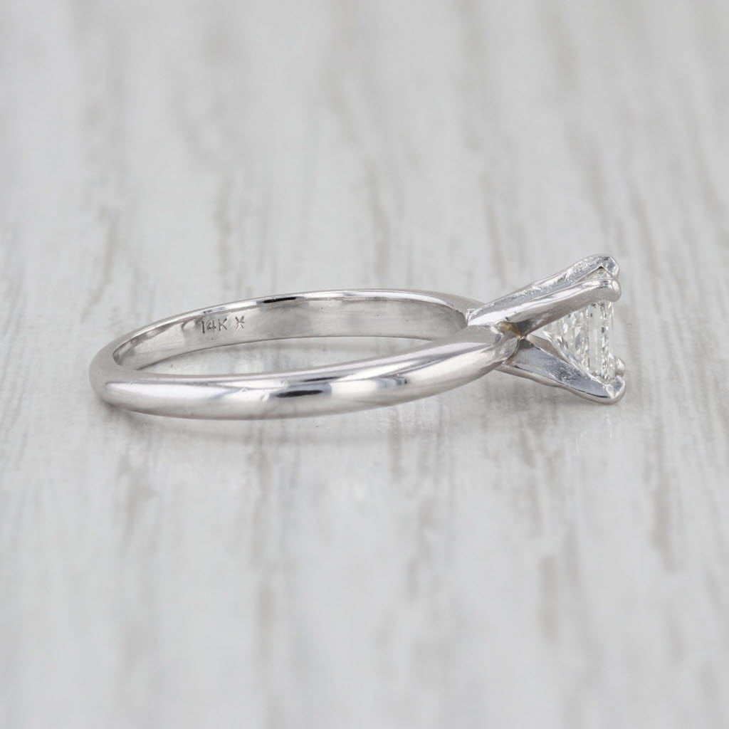 0.54ct Diamond Princess Solitaire Engagement Ring 14k White Gold Size 5.75
