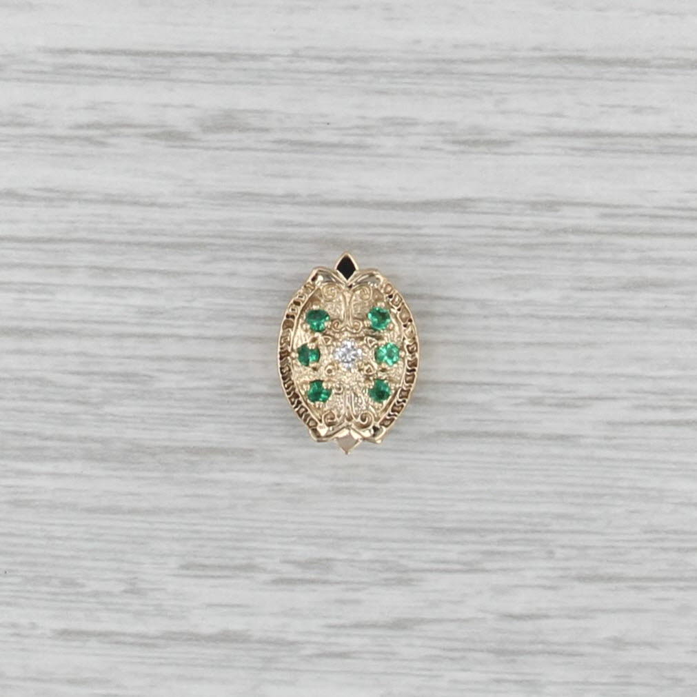 Vintage Richard Glatter 0.16ctw Emerald Diamond Slide Bracelet Charm