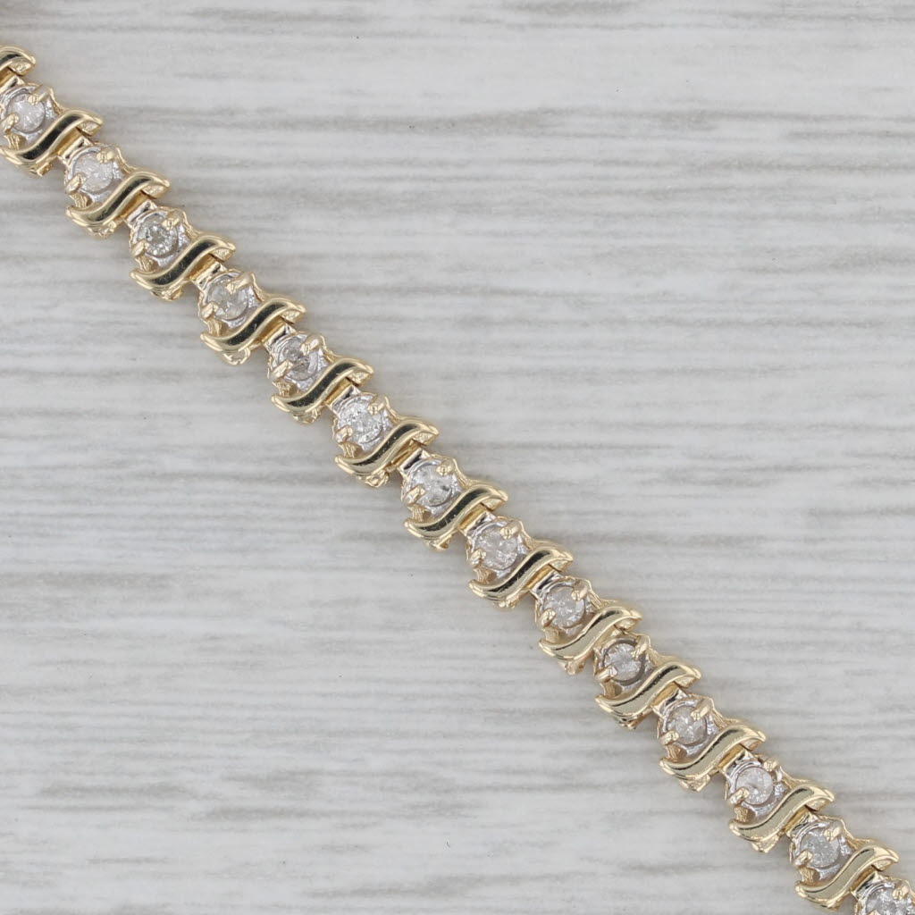 Gray 0.98ctw Diamond Tennis Bracelet 14k Yellow Gold 7" 4.2mm