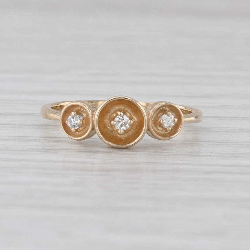 Diamond 3-Stone Circles Ring 10k Yellow Gold Size 4.75