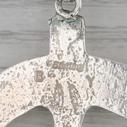 Sandcast Naja Pendant Sterling Silver Vintage Signed BY Crescent Hands Star