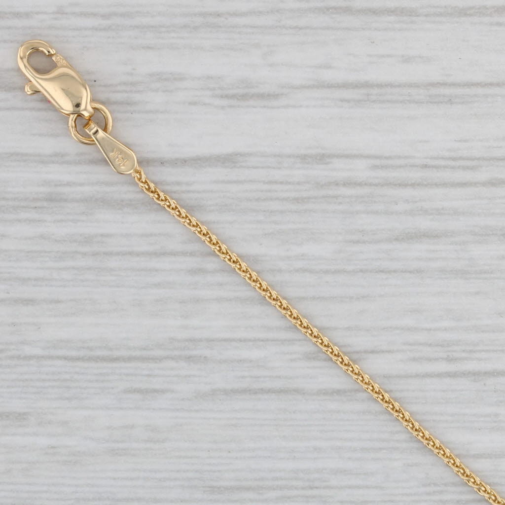 Gray New Round Wheat Chain Necklace 14k Yellow Gold 16" 1mm