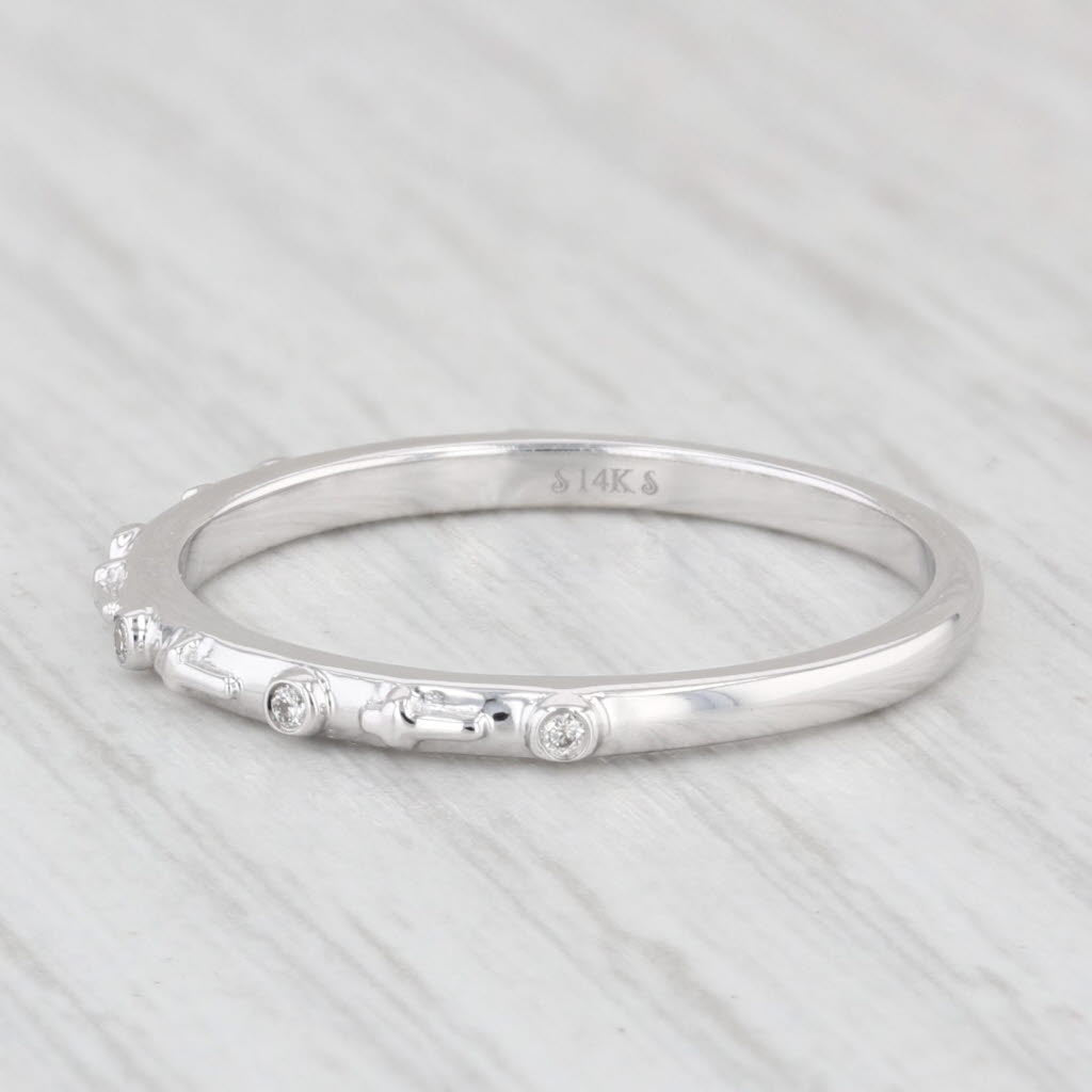 Light Gray New Diamond Stackable Ring 14k White Gold Size 6 Wedding Band