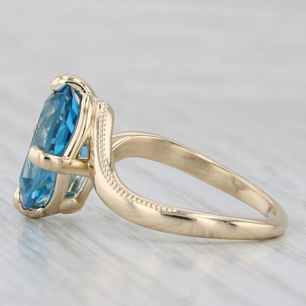 Gray New Blue Topaz Ring 10k Yellow Gold 7.25ct Oval Solitaire Size 7.75