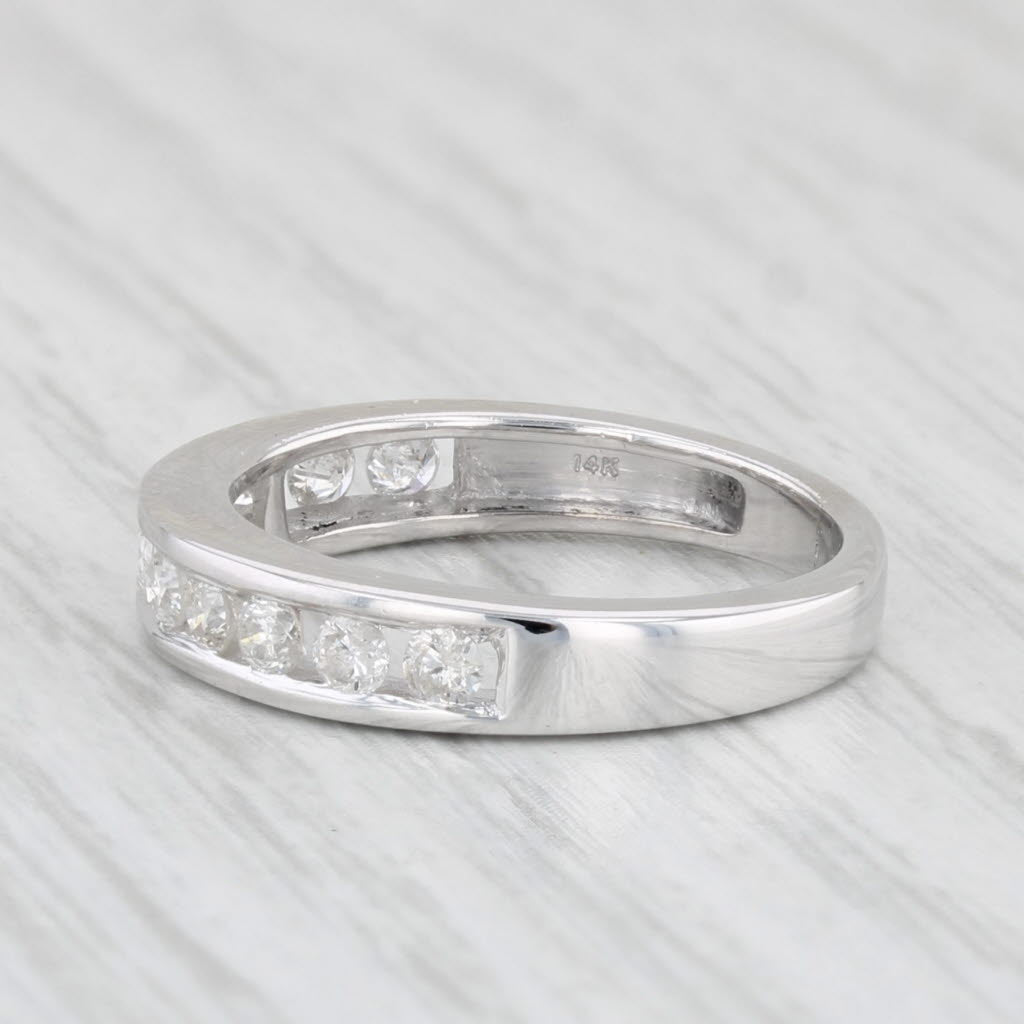 Light Gray 0.36ctw Diamond Wedding Band 14k White Gold Size 5 Stackable Anniversary Ring
