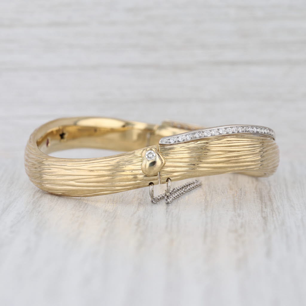 Roberto Coin Elephant Collection 0.50ctw Diamond Bangle Bracelet 18k Yellow Gold