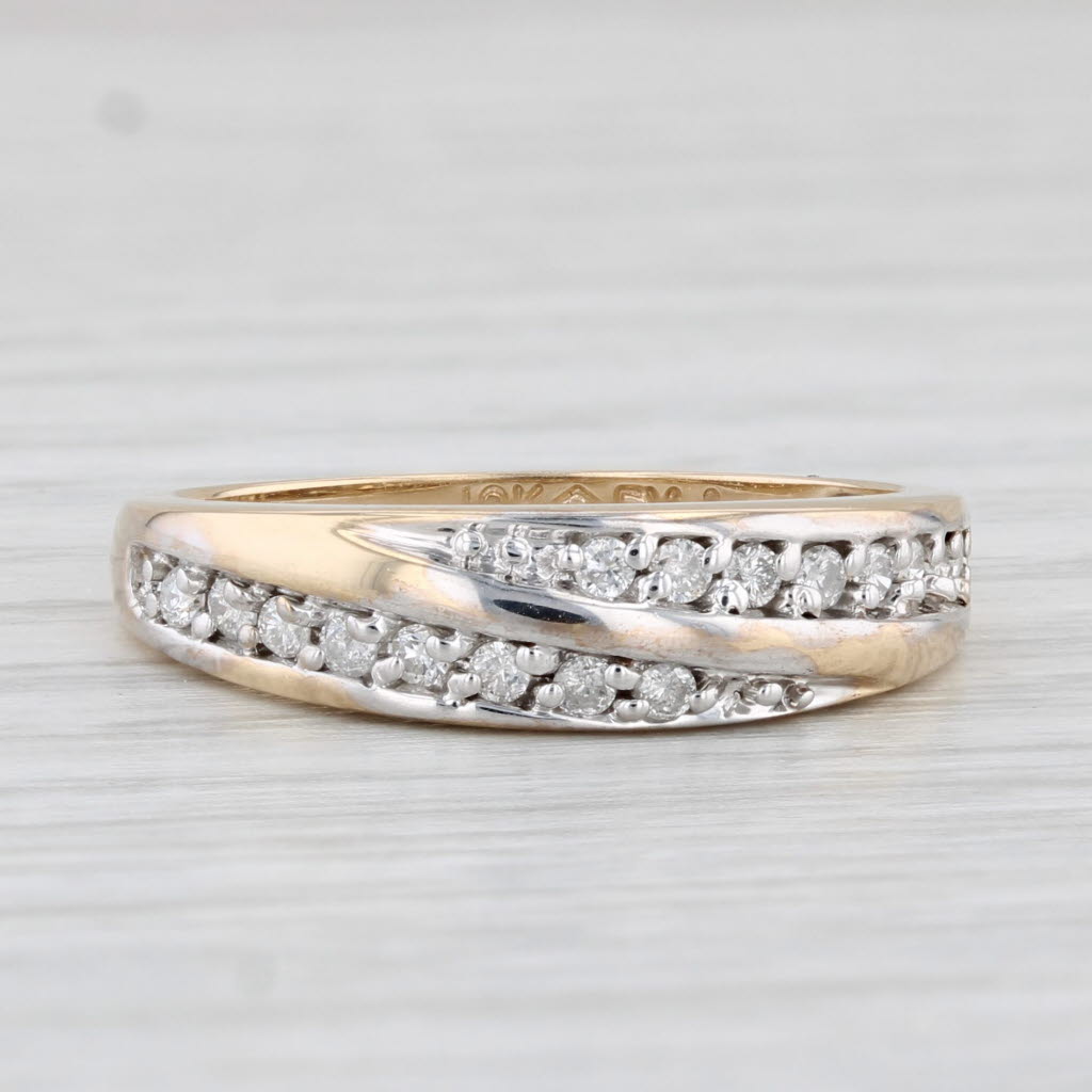 Light Gray 0.24ctw Diamond Bypass Ring 10k Yellow Gold Stackable Wedding Band Size 8