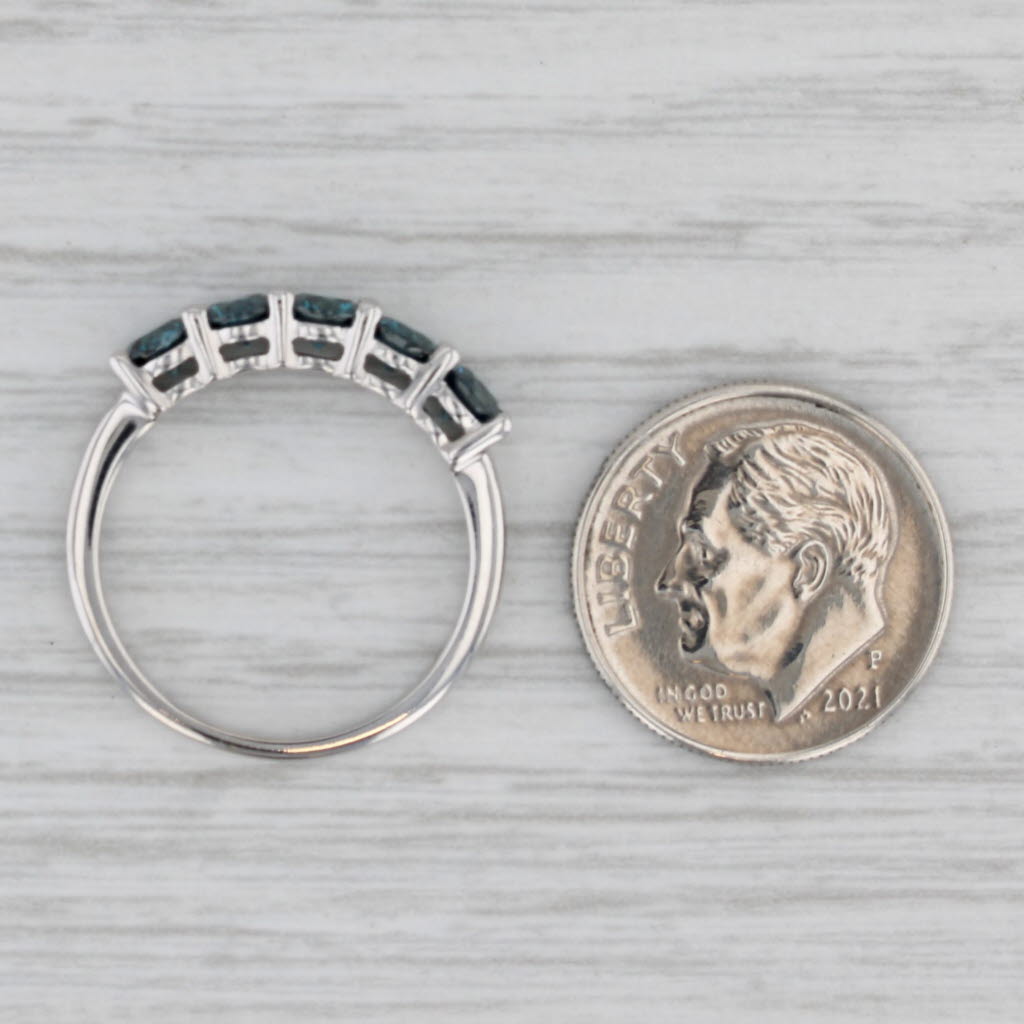Gray 1ctw Blue Diamond Ring 14k White Gold Size 6.5 Stackable Band