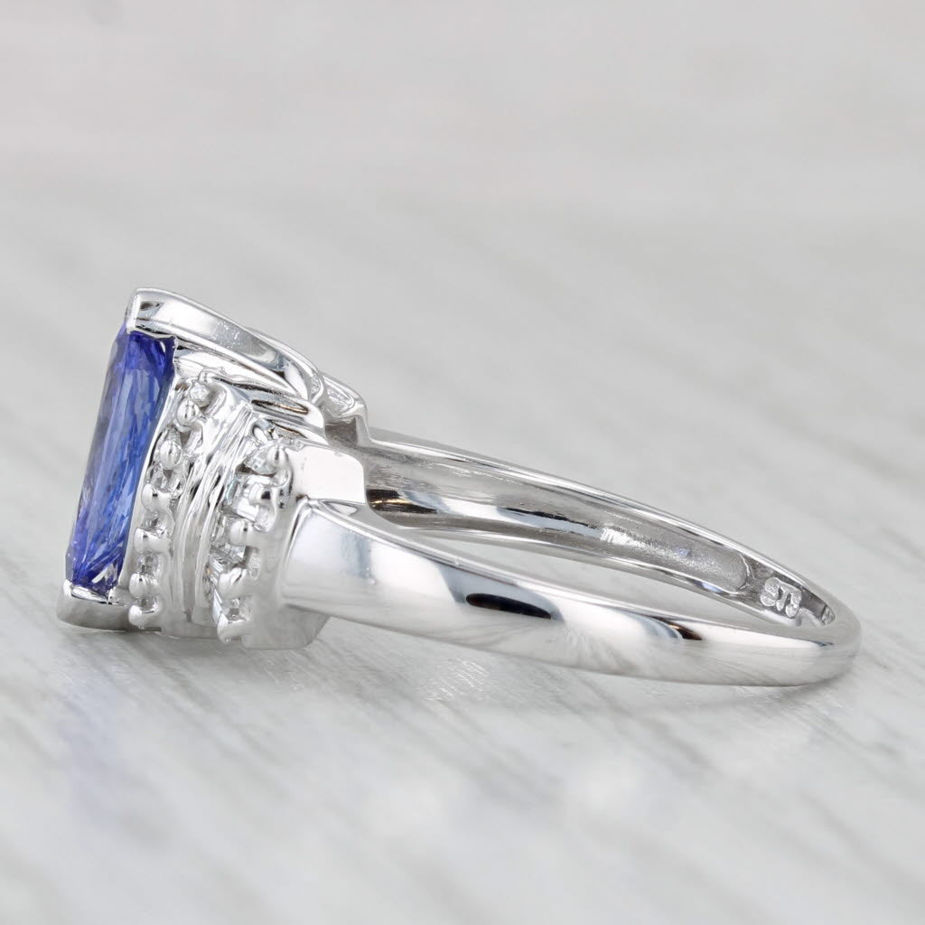 Light Gray 1.50ctw Marquise Tanzanite Diamond Ring 14k White Gold Size 7